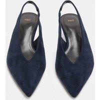 M&S Kitten Heel Pointed Slingback Shoes Navy