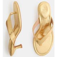 M&S Kitten Heel Toe Post Sandals Gold