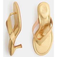 M&S Kitten Heel Toe Post Sandals Gold