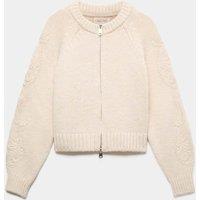 Per Una Cornelli Sleeve Textured Bomber Cardigan Natural