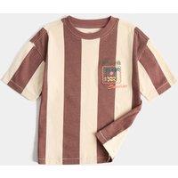 M&S Pure Cotton Striped Graphic T-Shirt (2-8 Yrs) Brown Mix