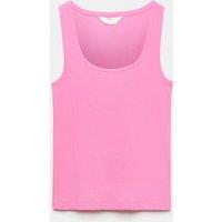 M&S Cotton Rich Ribbed Pyjama Vest Top Bright Pink