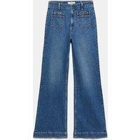 M&S Hardware Patch Pocket Flared Jeans Medium Indigo