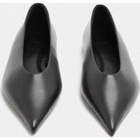 M&S Leather Pointed Toe Ballet Pump Black