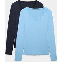 M&S 2 Pack Heatgen Light Thermal Long Sleeve Tops Navy Mix