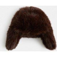 M&S Faux Fur Lined Turn Up Trapper Hat Brown Mix