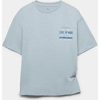 M&S Pure Cotton Graphic Round Neck T-Shirt Light Grey