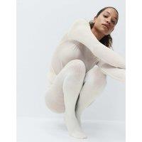 M&S Ribbed Opaque Tights Ivory