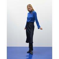 M&S Satin High Waisted Midi Slip Skirt Blue