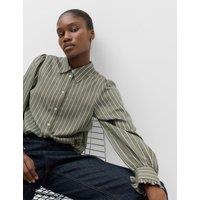 M&S Striped Collared Shirt Khaki Mix