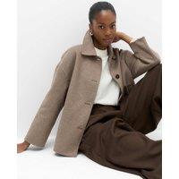 M&S Faux Fur Trim Short Coat Multi/Neutral