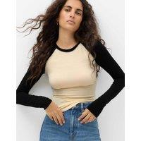 M&S Colour Block Raglan Top Ivory Mix