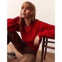 Per Una Cable Knit Crew Neck Jumper Cherry Red