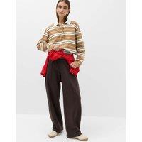M&S Pure Cotton Pintuck Barrel Leg Joggers Bitter Chocolate