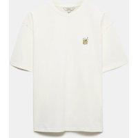 M&S Oversized Pure Cotton Embroidered T-Shirt Green Mix