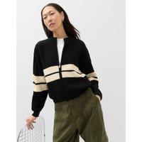 M&S Striped Relaxed Knitted Jacket Black Mix