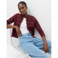M&S Cotton Rich Button Detail Knitted Jacket Burgundy