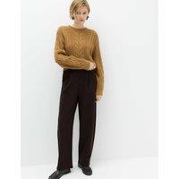 M&S Pleated Barrel Leg Trouser Dark Chocolate