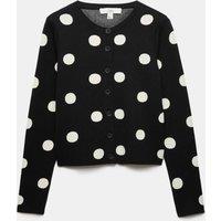 M&S Cotton Rich Polka Dot Cardigan Black Mix