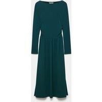 M&S Jersey Ruched Midi Waisted Dress Bottle Green