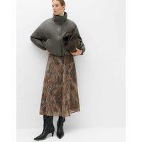 M&S Animal Print Midi Circle Skirt Brown Mix