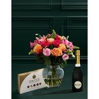 M&S Flower Market Roses Lisianthus & Antirrhinum Bouquet with Chocolates & Prosecco