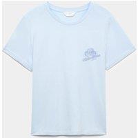 M&S Pure Cotton Printed Short Pyjama Top Blue Mix