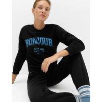 M&S Cotton Rich Graphic Sweatshirt Black