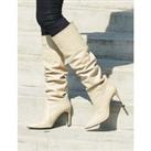 Leather Stiletto Heel Knee High Boots