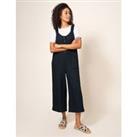 Pure Linen Cropped Wide Leg Dungarees