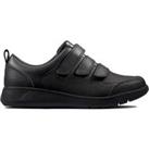 Kids Leather Riptape School Shoes (3 Small - 9 Small)