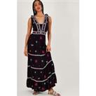 Embroidered V-Neck Maxi Tiered Dress