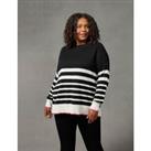 Cotton Blend Striped Relaxed Jumper