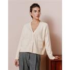 V-Neck Relaxed Cardigan with Wool