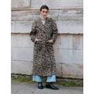 Leopard Print Belted Trench Coat with Wool