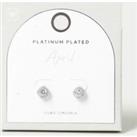Platinum Plated Cubic Zirconia April Birthstone Stud Earring