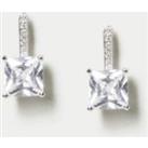 Platinum Plated Cubic Zirconia Square Stud Earrings