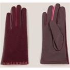 Leather Knitted Stitch Detail Gloves