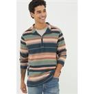 Pure Cotton Striped Half Zip Sweatshirt