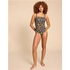 Printed Padded Ruched Square Neck Swimsuit