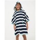 Pure Cotton Striped Hooded Poncho