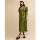 Pure Cotton Embroidered V-Neck Midaxi Dress