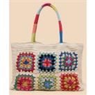 Buy Cotton Rich Crochet Colour Block Tote Bag