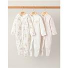 3pk Pure Cotton Floral Sleepsuits (0-24 Mths)