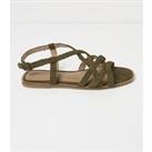 Buy Suede Woven Crossover Ankle Strap Flat Sandals