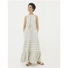 Linen Rich Striped Maxi Tiered Dress