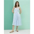 Pure Cotton Striped Square Neck Midi Slip Dress