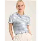 Pure Cotton Striped Frill Detail T-Shirt