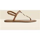 Leather Ankle Strap Flat Toe Thong Sandals