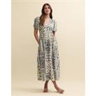 Buy Printed V-Neck Midaxi Dress With Linen